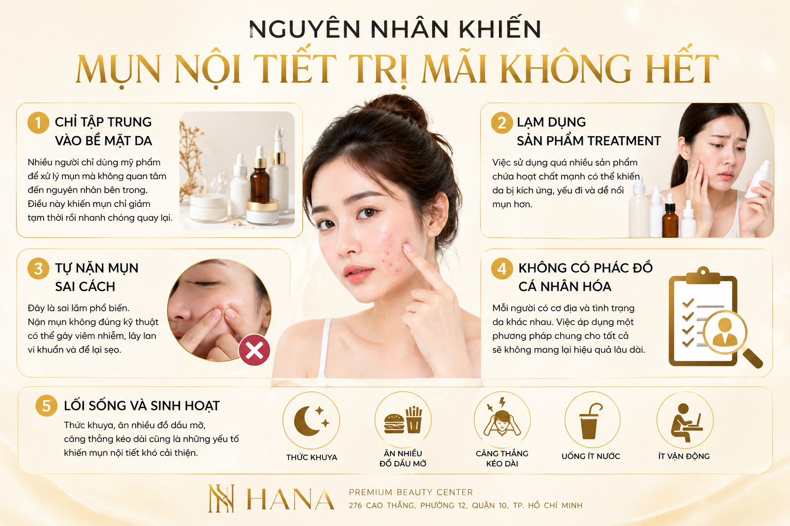 Mụn Nội Tiết Là Gì? Vì Sao Trị Mãi Không Hết Và Giải Pháp An Toàn Tại HANA